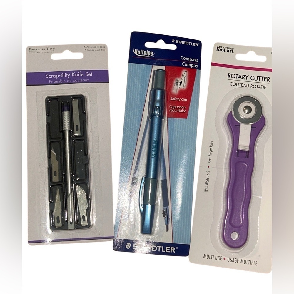 Craft Cutting Bundle – Rotary Cutter, compass & Knife Set